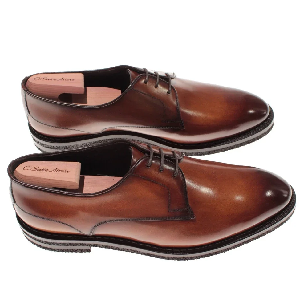 Di Bianco NWB Derby Dress Shoes Size 11.5 US in Brown Leather